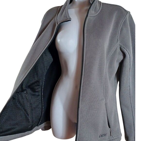 Spyder Womens XL Gray Full Zip Fleece Lined Jacket Minimalist Outdoor Activewear - Picture 3 of 9